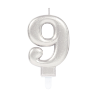 Candle Number 9 Silver